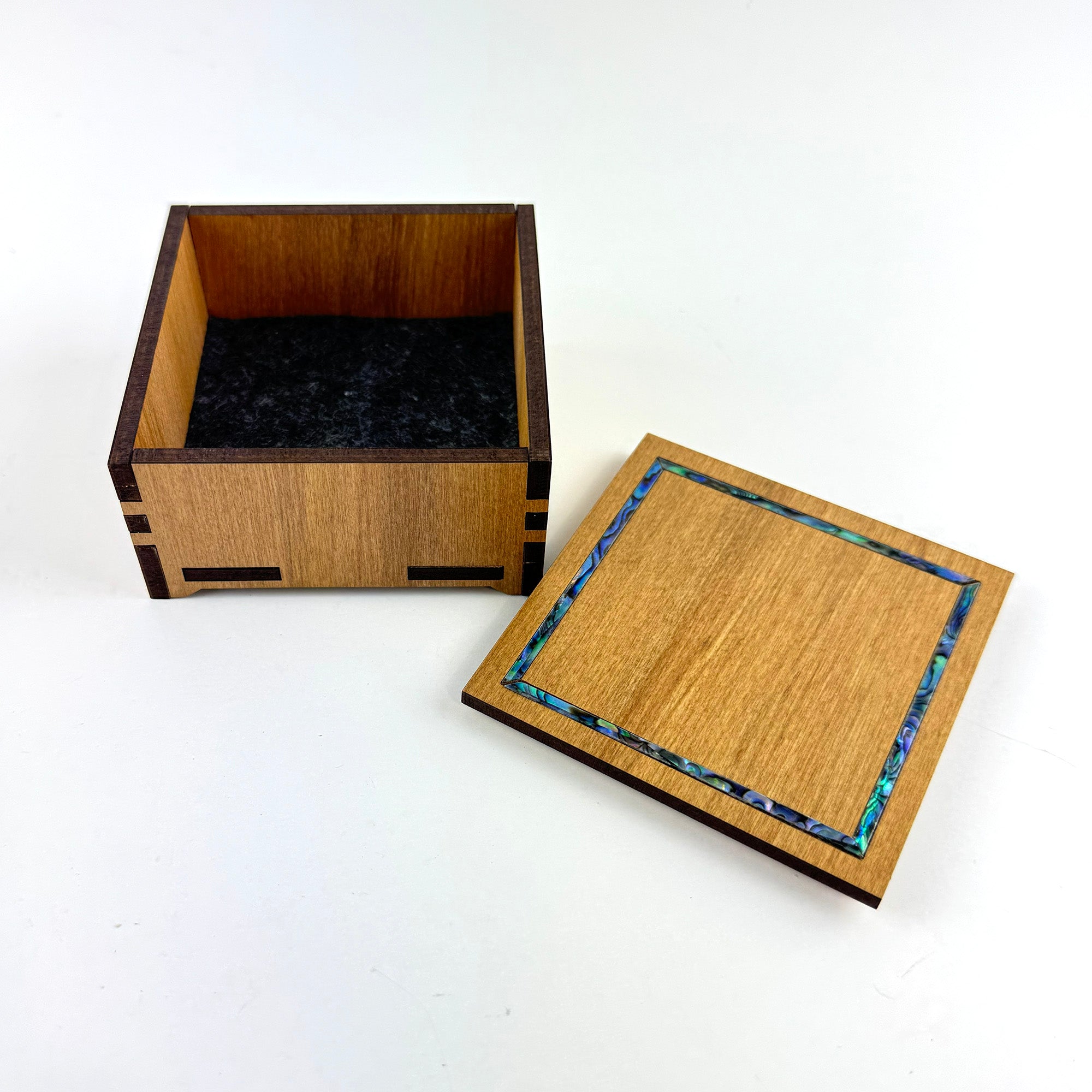 Square Rimu and Paua Jewellery or Trinket Box - Engravable for that Special Occasion