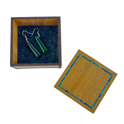 Square Rimu and Paua Jewellery or Trinket Box - Engravable for that Special Occasion