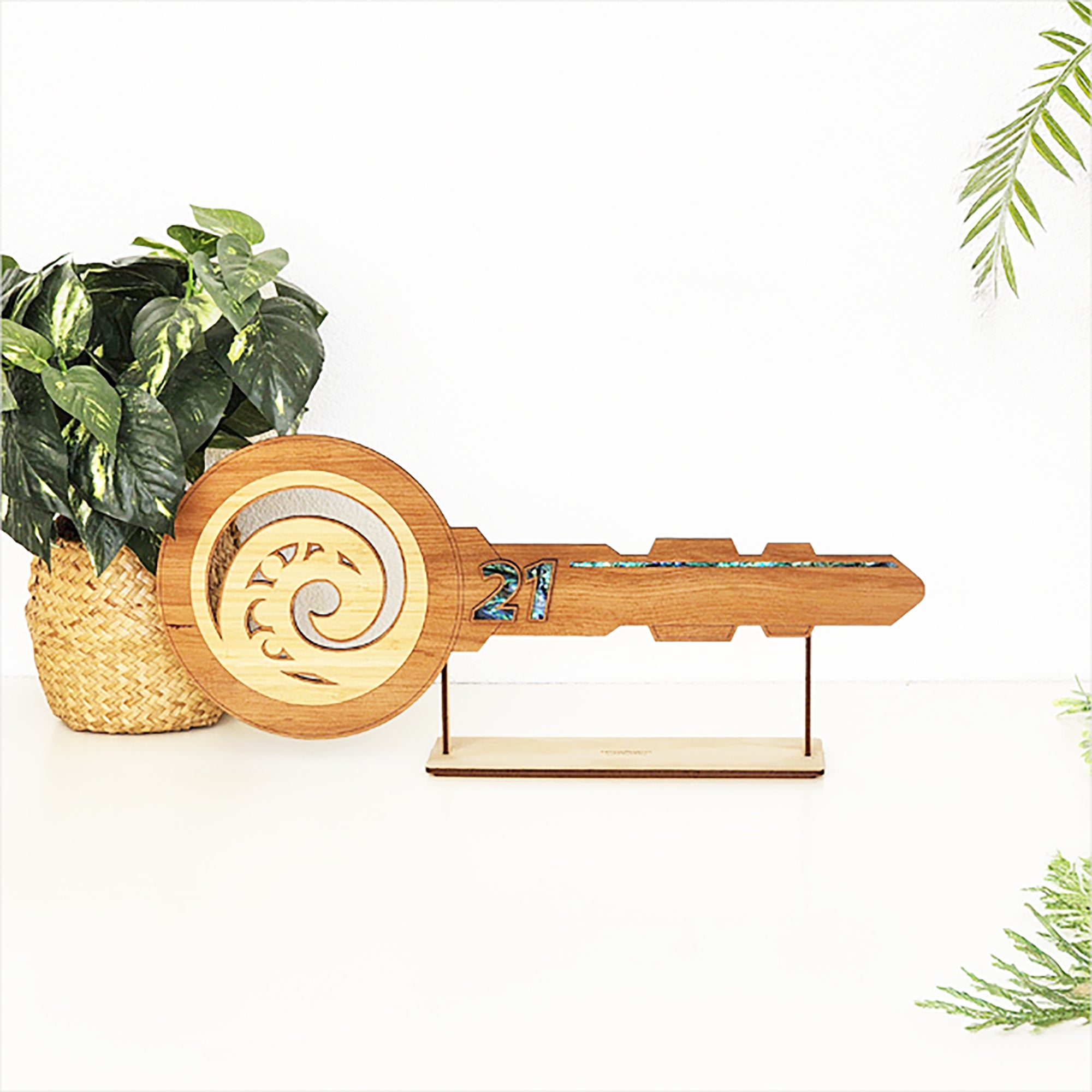 Koru Design NZ Made 21st Key with Optional Stand