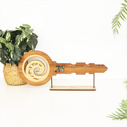 Koru Design NZ Made 21st Key with Optional Stand