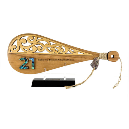 NZ Made 21st Birthday Rimu and Paua Patu with Optional Engraving