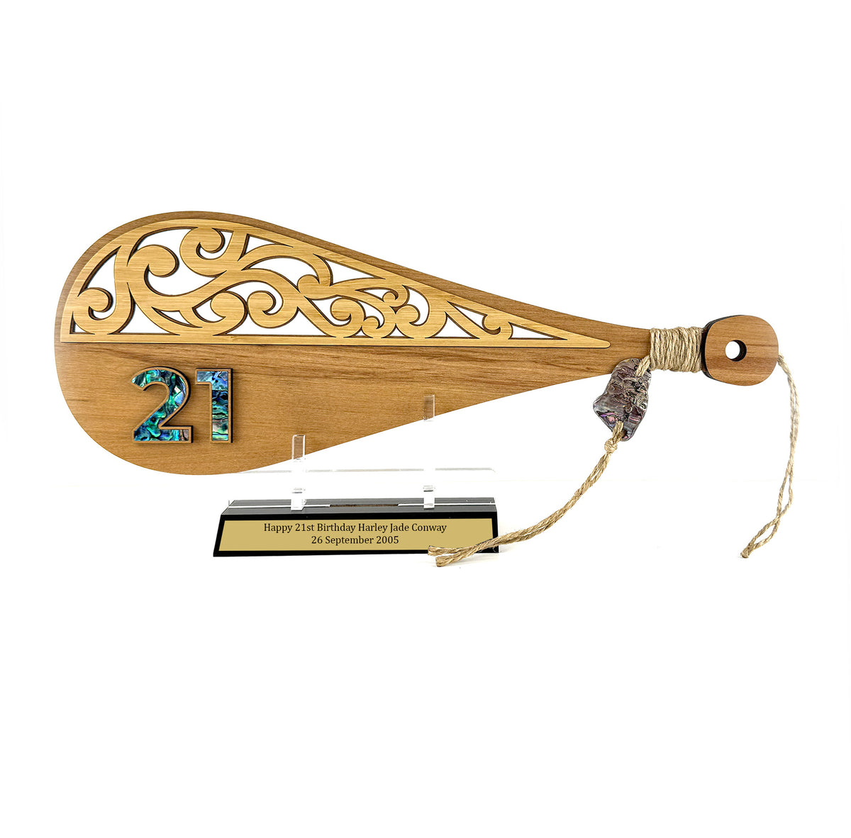 NZ Made 21st Birthday Rimu and Paua Patu with Optional Engraving