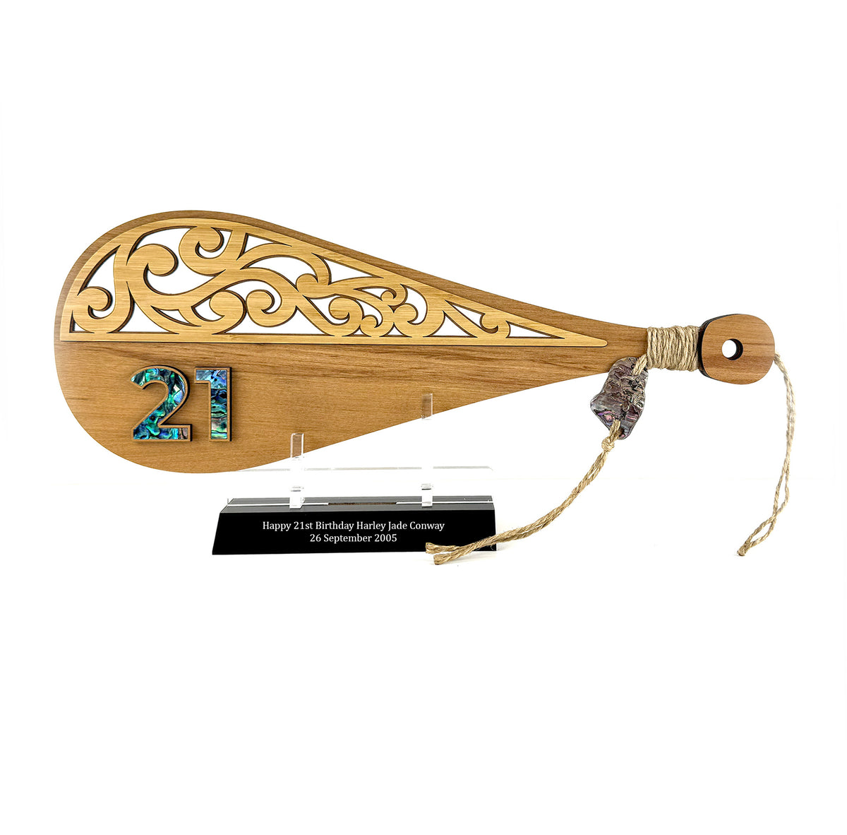 NZ Made 21st Birthday Rimu and Paua Patu with Optional Engraving