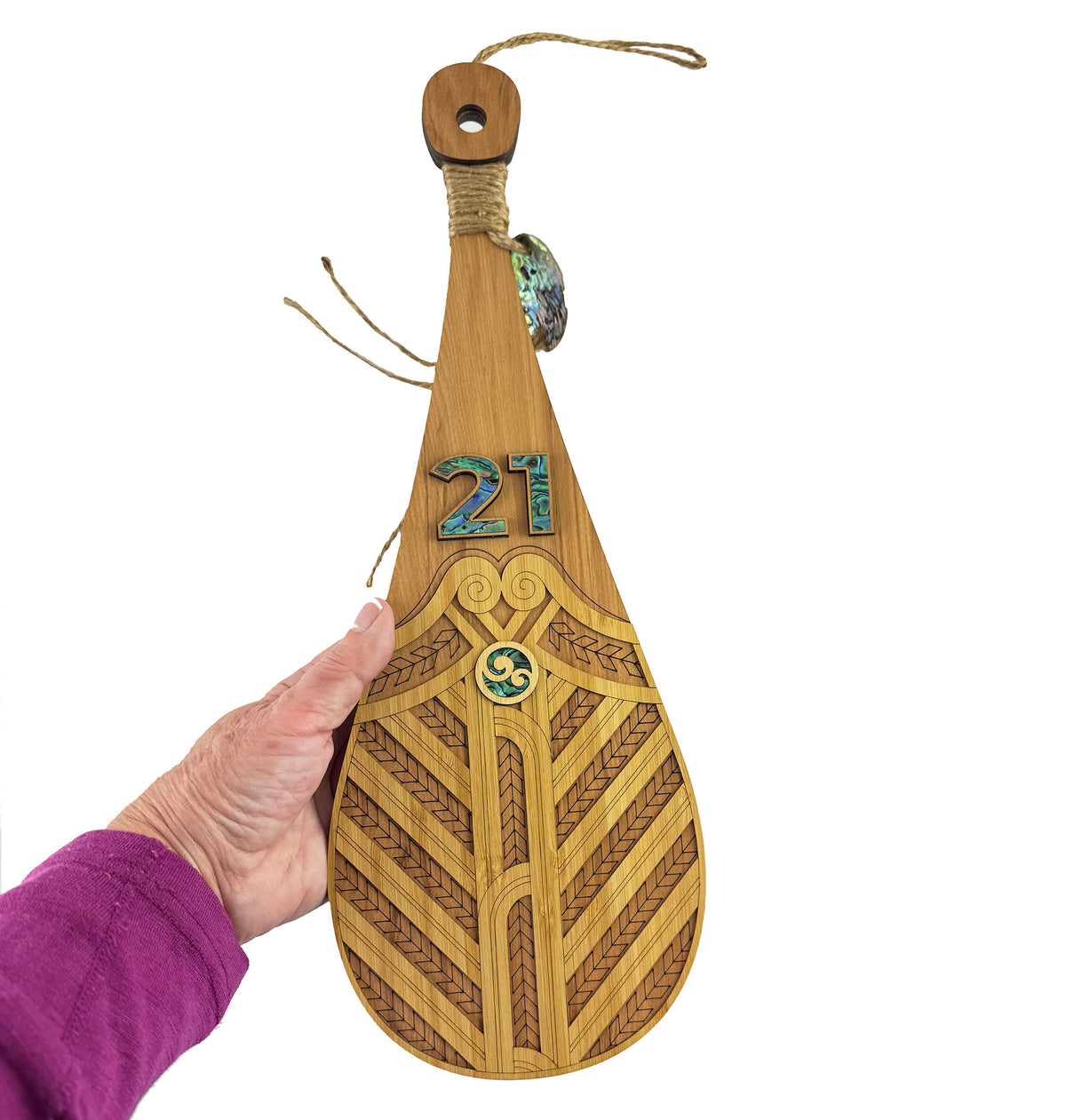 Intricately Detailed 21st Birthday Māori Patu on Engravable Stand
