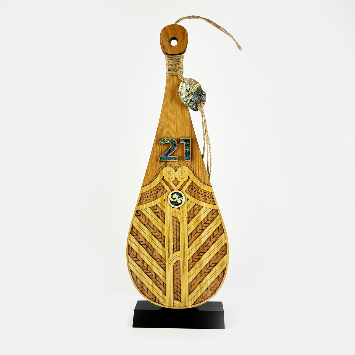 Intricately Detailed 21st Birthday Māori Patu on Engravable Stand