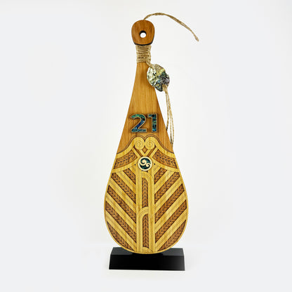 Intricately Detailed 21st Birthday Māori Patu on Engravable Stand