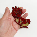 Velvety Deep Red and Gold Fantail Xmas Ornament