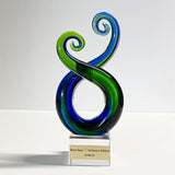 Maori Glass Twist Koru Trophy or Ornament - ShopNZ