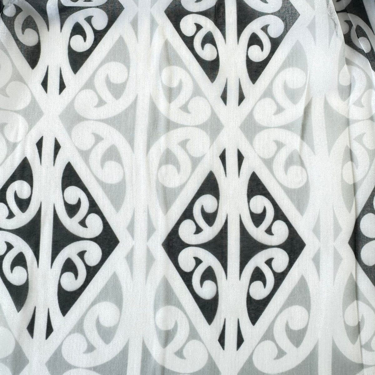 Grey White and Black Māori Kowhaiwhai Scarf