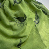 Gorgeous Grass Green NZ Silver Fern and Tui Bird Scarf - ShopNZ