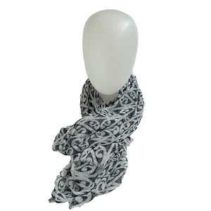 Black and White Maori Kowhaiwhai Scarf