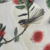 Gorgeous NZ Scarf Celebrating Pohutukawa Ferns and Fantails - ShopNZ