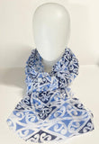 Beautiful Maori Kowhaiwhai Scarf in Sky Blue and Navy - ShopNZ