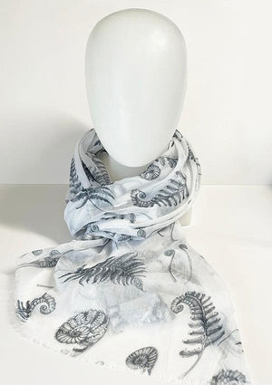 Pretty White and Grey NZ Fern Scarf - ShopNZ