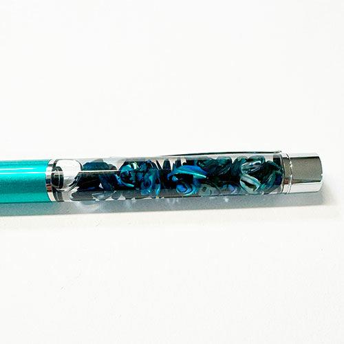 Boxed NZ Ballpoint Pen with Floating Paua Shell Pieces