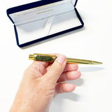 Boxed Gold Pen with Floating Pounamu Greenstone Pieces - ShopNZ