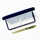 Boxed Gold Pen with Floating Pounamu Greenstone Pieces - ShopNZ