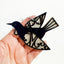 Velvety Navy and Silver Tui Bird Christmas Ornament