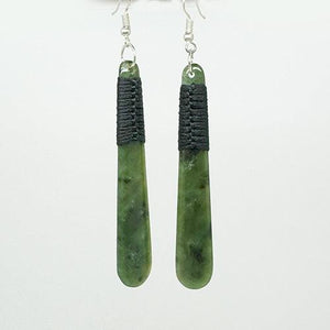 7cm NZ Greenstone Earrings with Beautiful Binding - ShopNZ