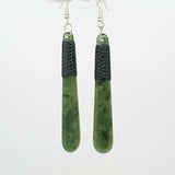 7cm NZ Greenstone Earrings with Beautiful Binding - ShopNZ