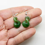 Pretty Greenstone Maori Single Twist Earrings