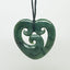 Medium 5cm Genuine NZ Greenstone Heart Necklace with 3 Koru