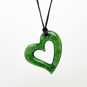 Genuine Ngai Tahu Greenstone Cutout Heart Necklace - ShopNZ