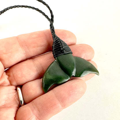 Beautiful Ngai Tahu Pounamu Genuine Greenstone Māori Whale Tail Protector Necklace