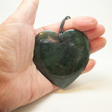 Large 7cm Polished Greenstone Manawa Heart Necklace