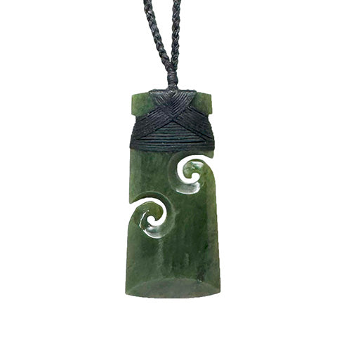 Genuine NZ Greenstone Toki Necklace with Koru