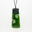 Genuine NZ Greenstone Toki Necklace with Two Cutout Koru
