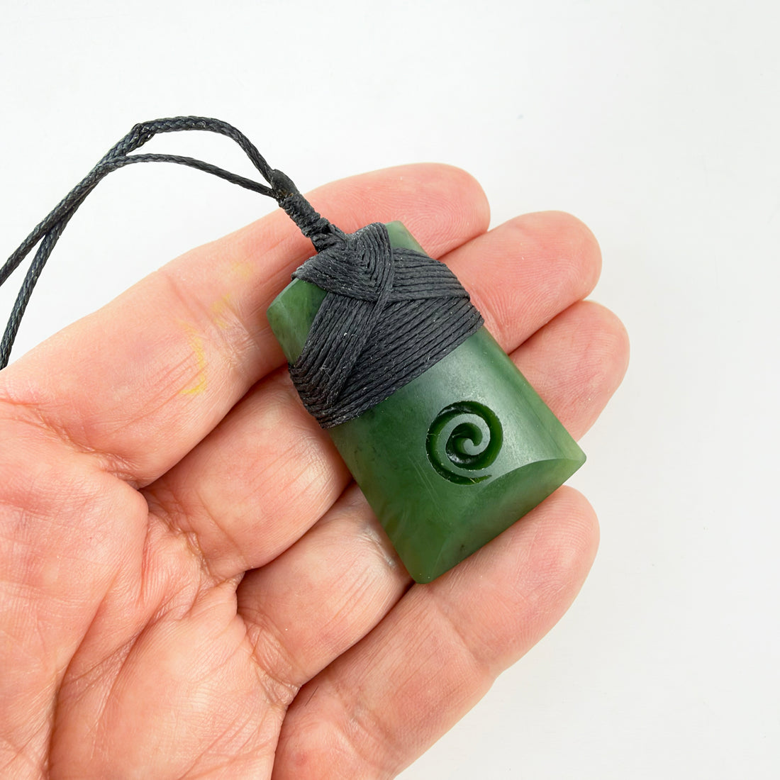 Genuine NZ Greenstone Toki with Koru Necklace
