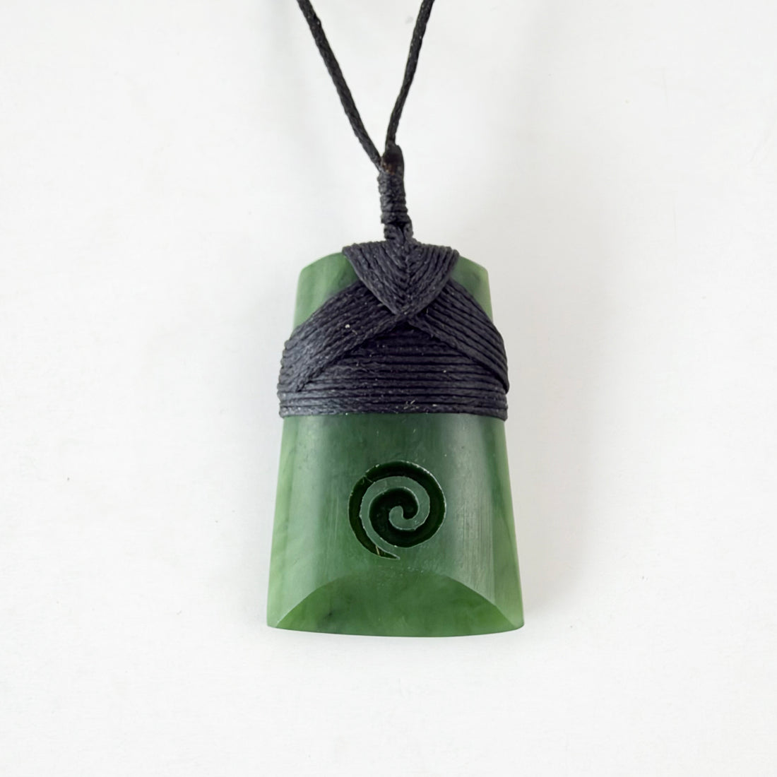 Genuine NZ Greenstone Toki with Koru Necklace
