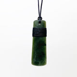 Genuine Ngai Tahu Pounamu Wrapped Greenstone Toki Necklace 6cm - ShopNZ