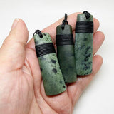 Genuine Ngai Tahu Pounamu Wrapped Greenstone Toki Necklace 6cm - ShopNZ