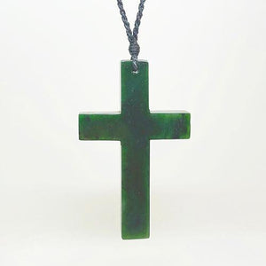 Whopper 8cm Pounamu Greenstone Cross Necklace - ShopNZ
