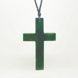 Whopper 8cm Pounamu Greenstone Cross Necklace
