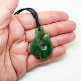 Genuine NZ Greenstone Maori Fish Hook Necklace