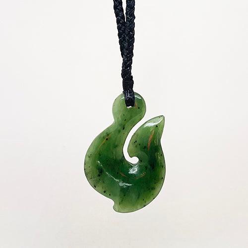 Genuine NZ Greenstone Maori Fish Hook Necklace