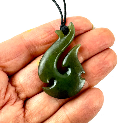Genuine Ngai Tahu NZ Greenstone Fish Hook Necklace