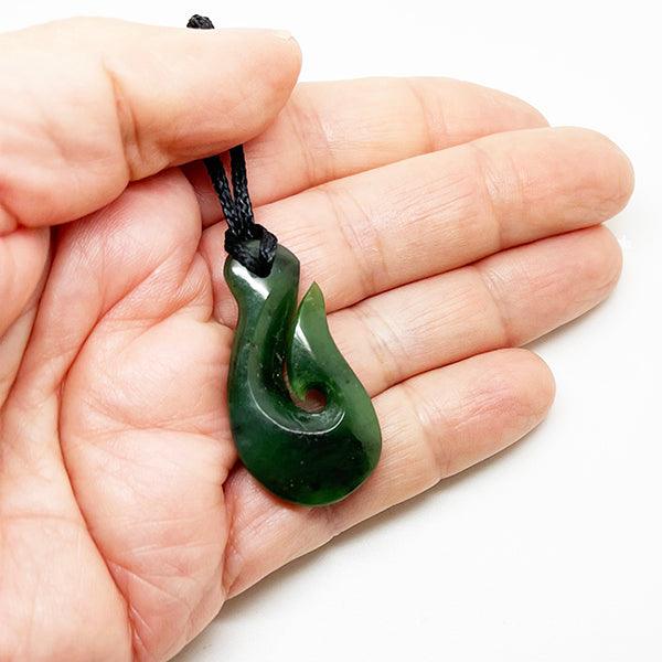 Simple Genuine New Zealand Greenstone Hook Necklace