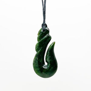 Genuine NZ Greenstone Hook Necklace with Twist Top