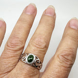 Pretty Genuine NZ Greenstone Sterling Silver Koru Ring