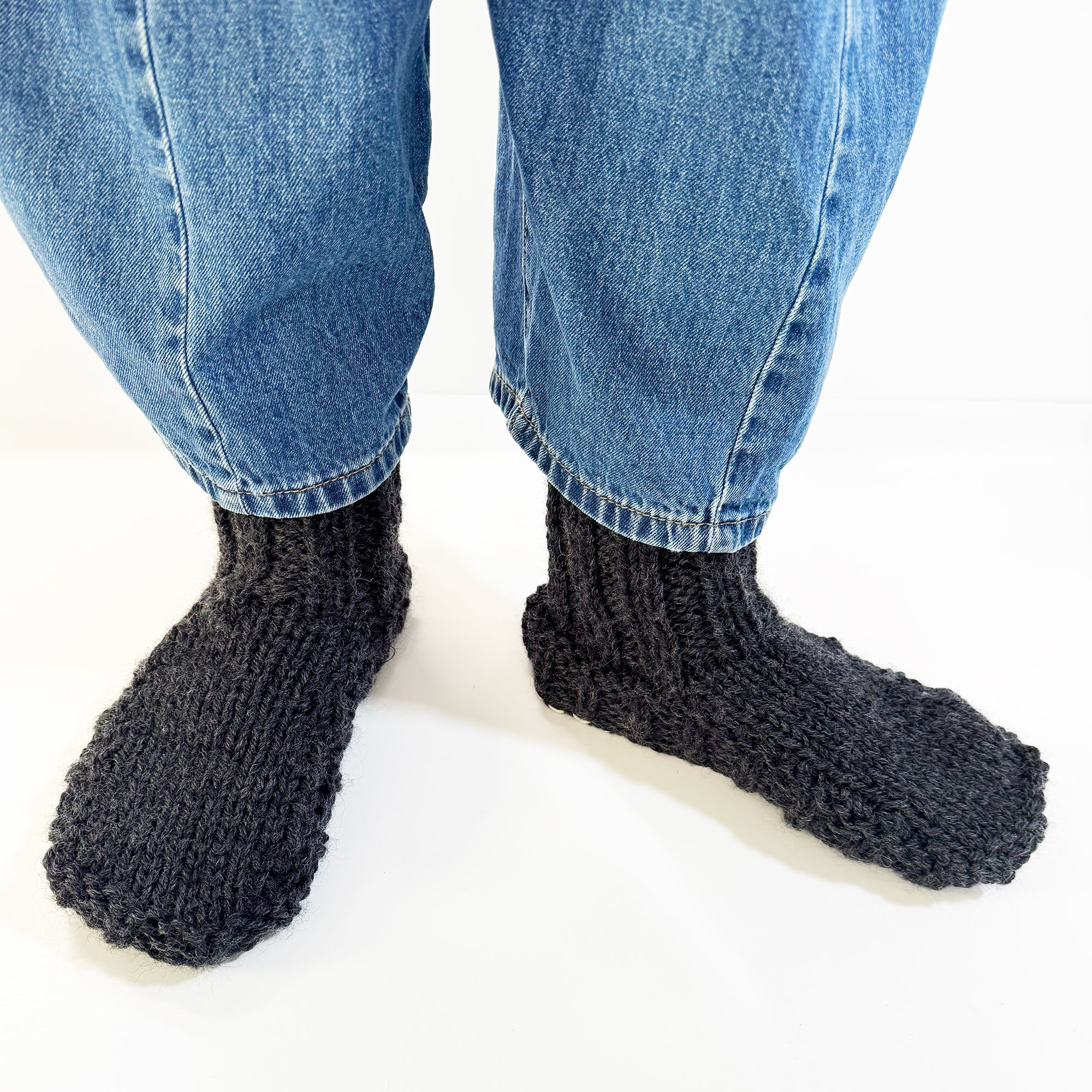 Grey NZ Slipper Socks with Sheepskin Sole - Warm and Comfy