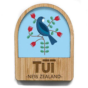 Pretty Tui Bird on Pohutukawa Fridge Magnet - ShopNZ