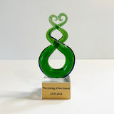 15cm Glass Maori Twist and Koru Ornament or Trophy