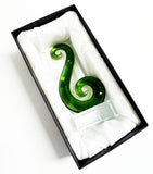 Green Glass Maori Koru Hook Ornament or Trophy