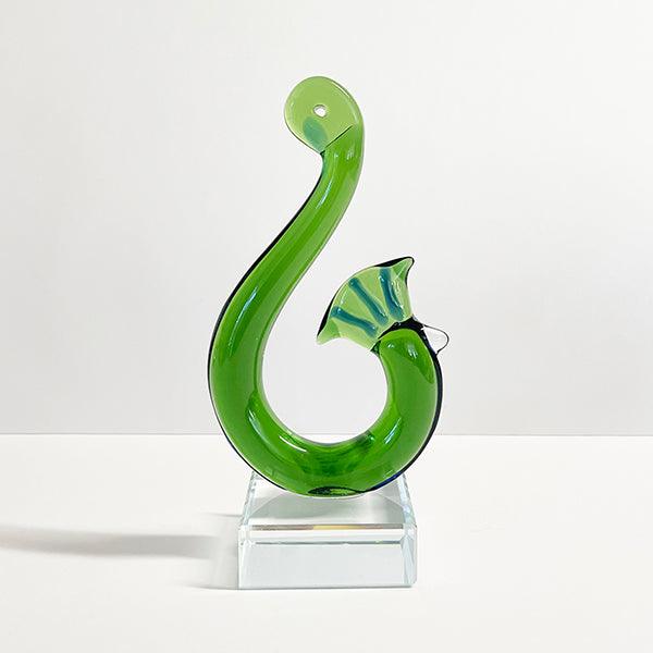 15cm Green Glass Maori Hook Trophy Ornament