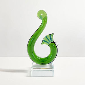 15cm Green Glass Maori Hook Trophy Ornament - ShopNZ