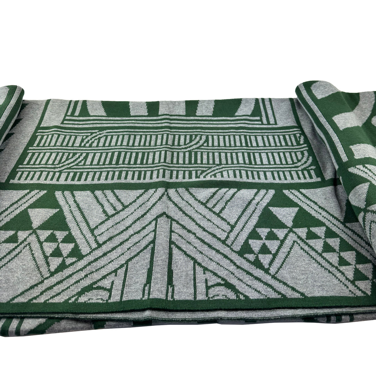 Maori Blanket Paraikete - Green and Grey Kotahitanga Throw